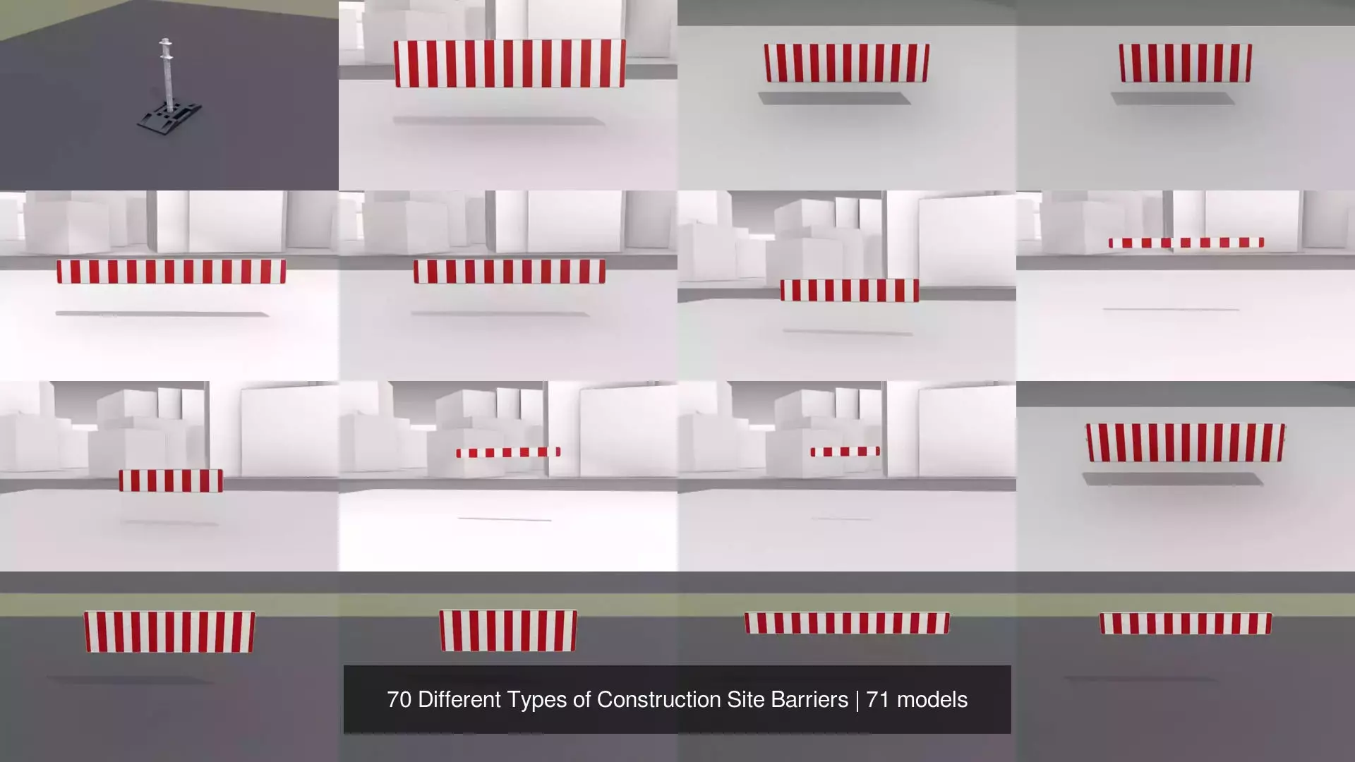 70 Different Types of Construction Site Barriers 3D Model Collection_1