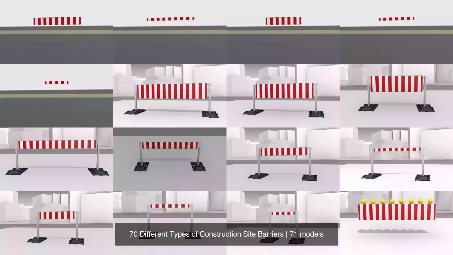 70 Different Types of Construction Site Barriers 3D Model Collection_3