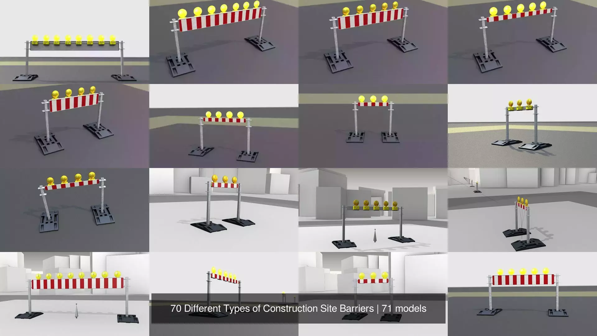 70 Different Types of Construction Site Barriers 3D Model Collection_9