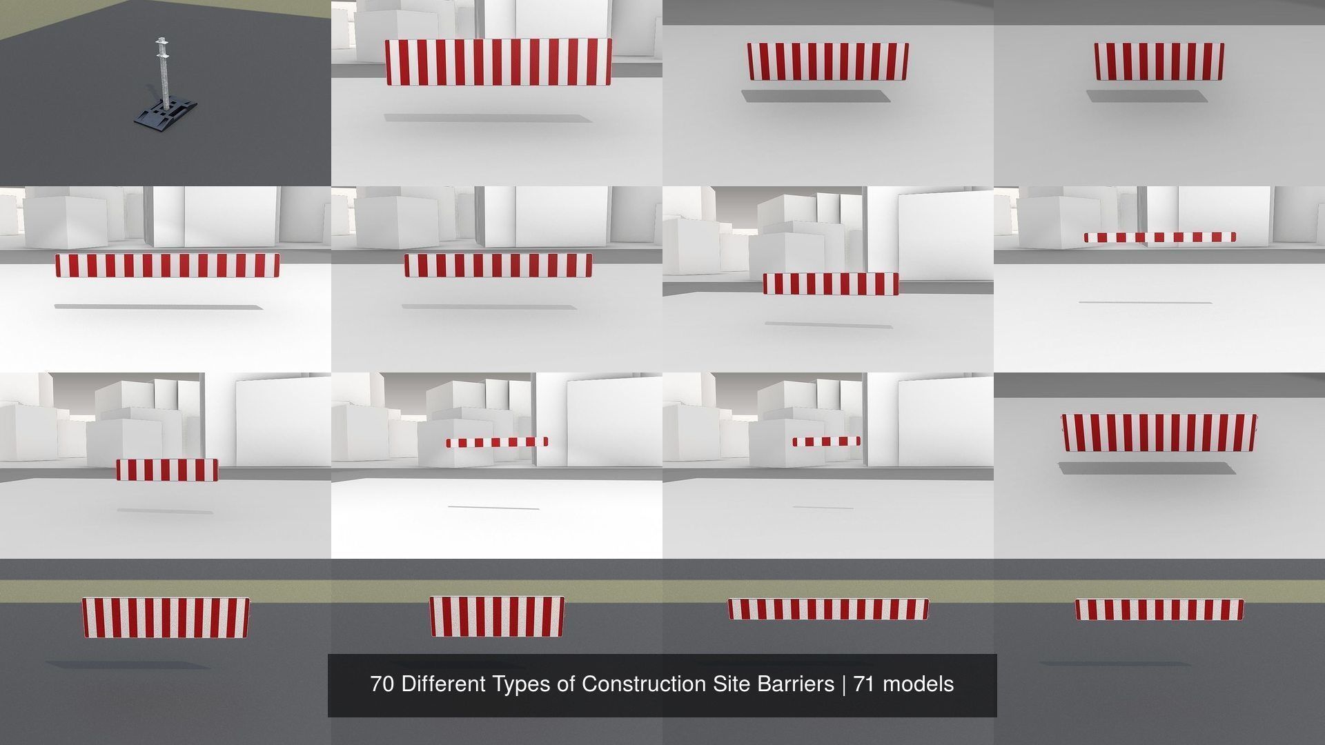 70 Different Types of Construction Site Barriers 3D Model Collection_2