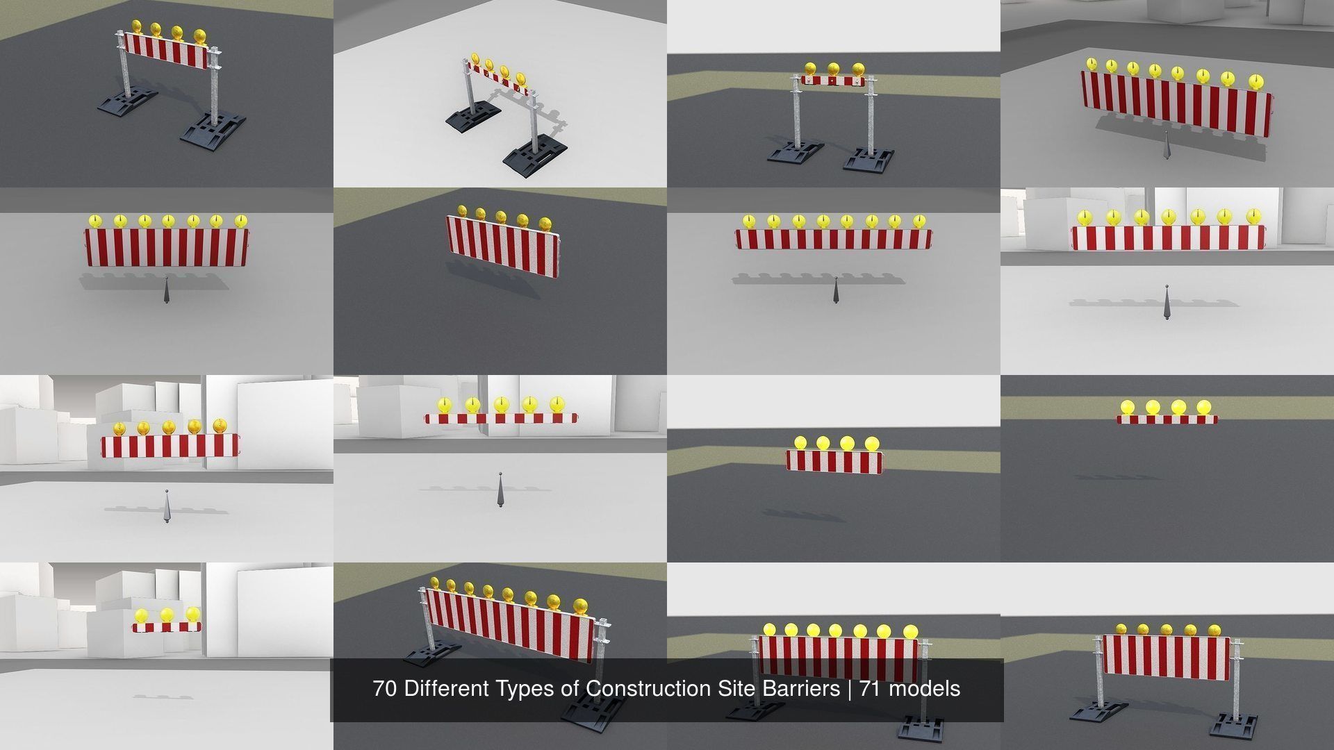 70 Different Types of Construction Site Barriers 3D Model Collection_10