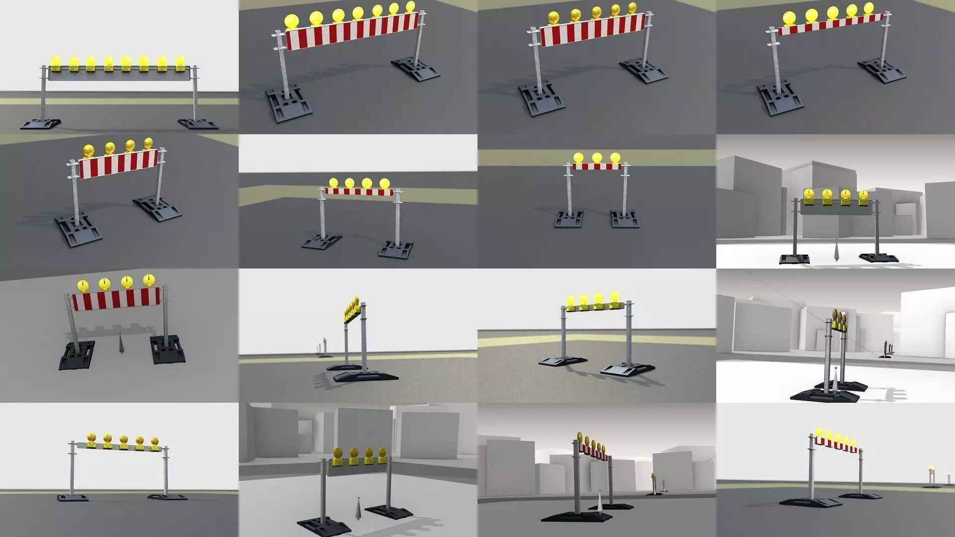 70 Different Types of Construction Site Barriers 3D Model Collection_0