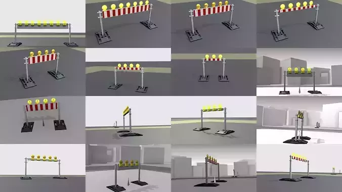70 Different Types of Construction Site Barriers 3D Model Collection
