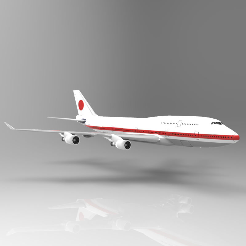 Boeing 747-400 Aircraft Low-poly 3D model_4