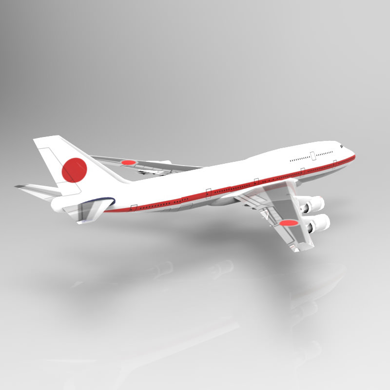 Boeing 747-400 Aircraft Low-poly 3D model_2