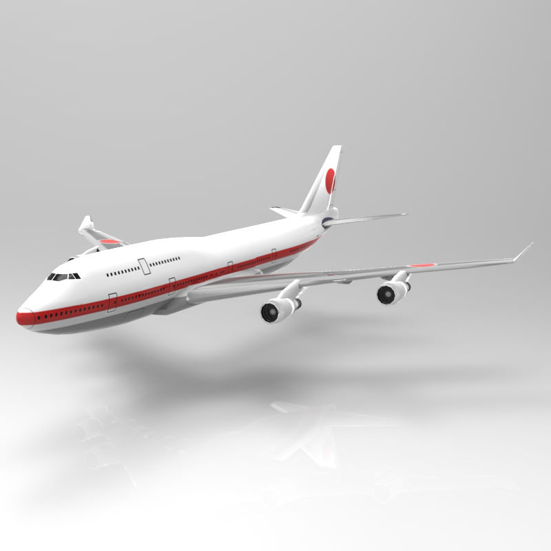 Boeing 747-400 Aircraft Low-poly 3D model_7