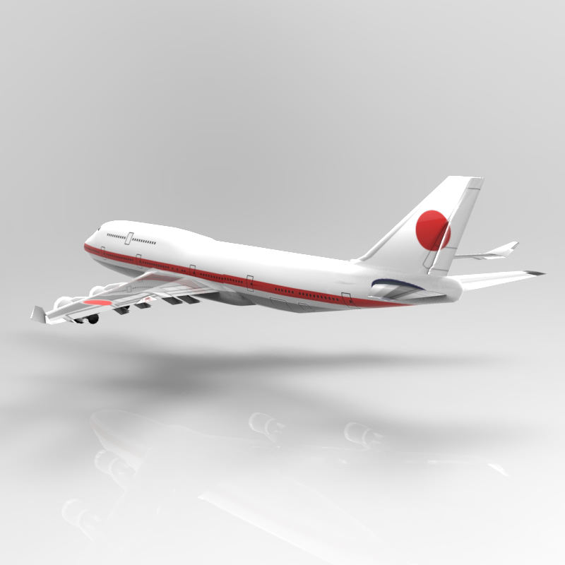 Boeing 747-400 Aircraft Low-poly 3D model_9