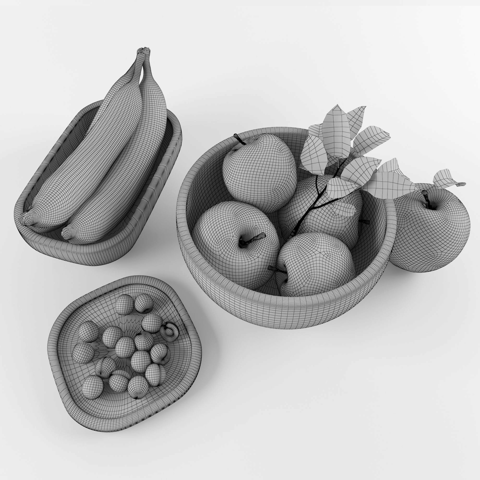 Fruit set 1 in bowl 3D model_7