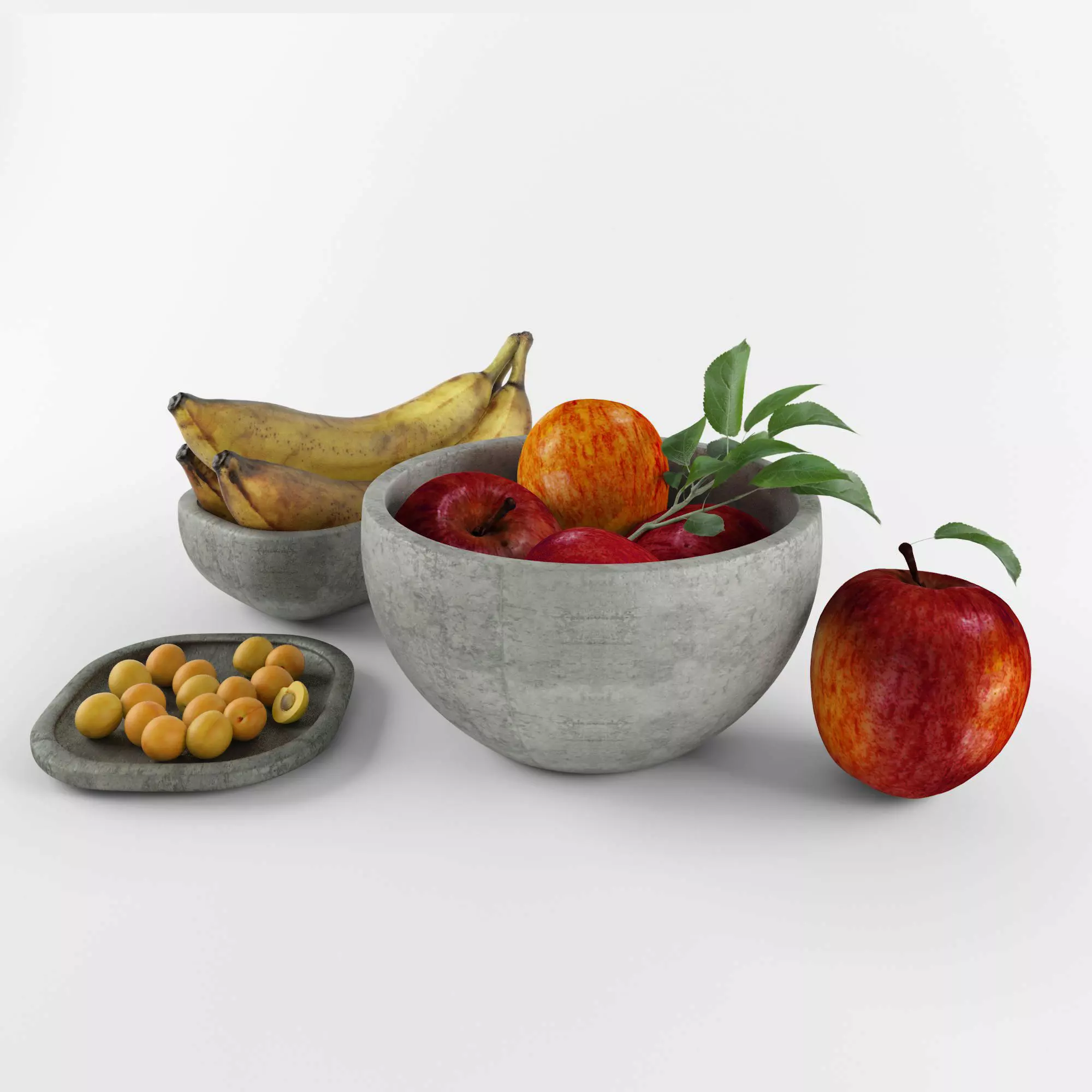 Fruit set 1 in bowl 3D model_0