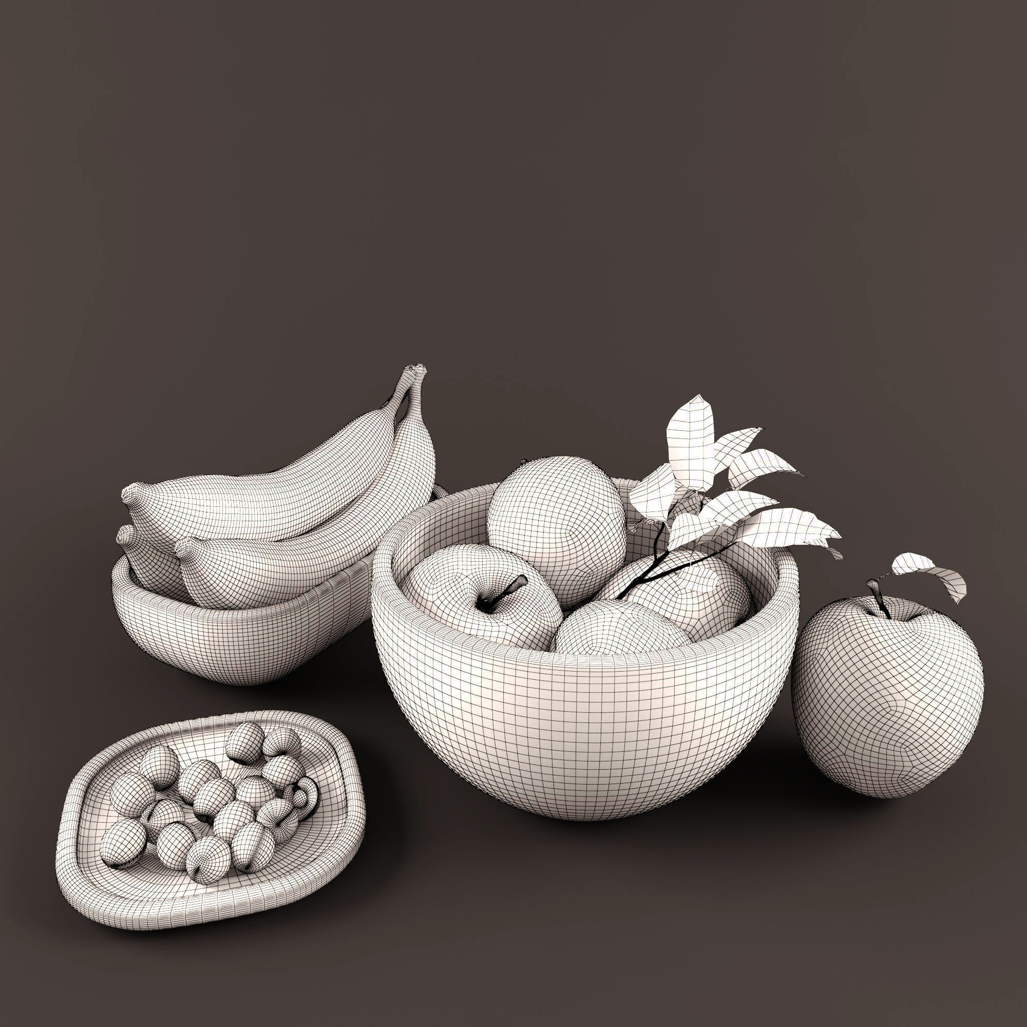 Fruit set 1 in bowl 3D model_3