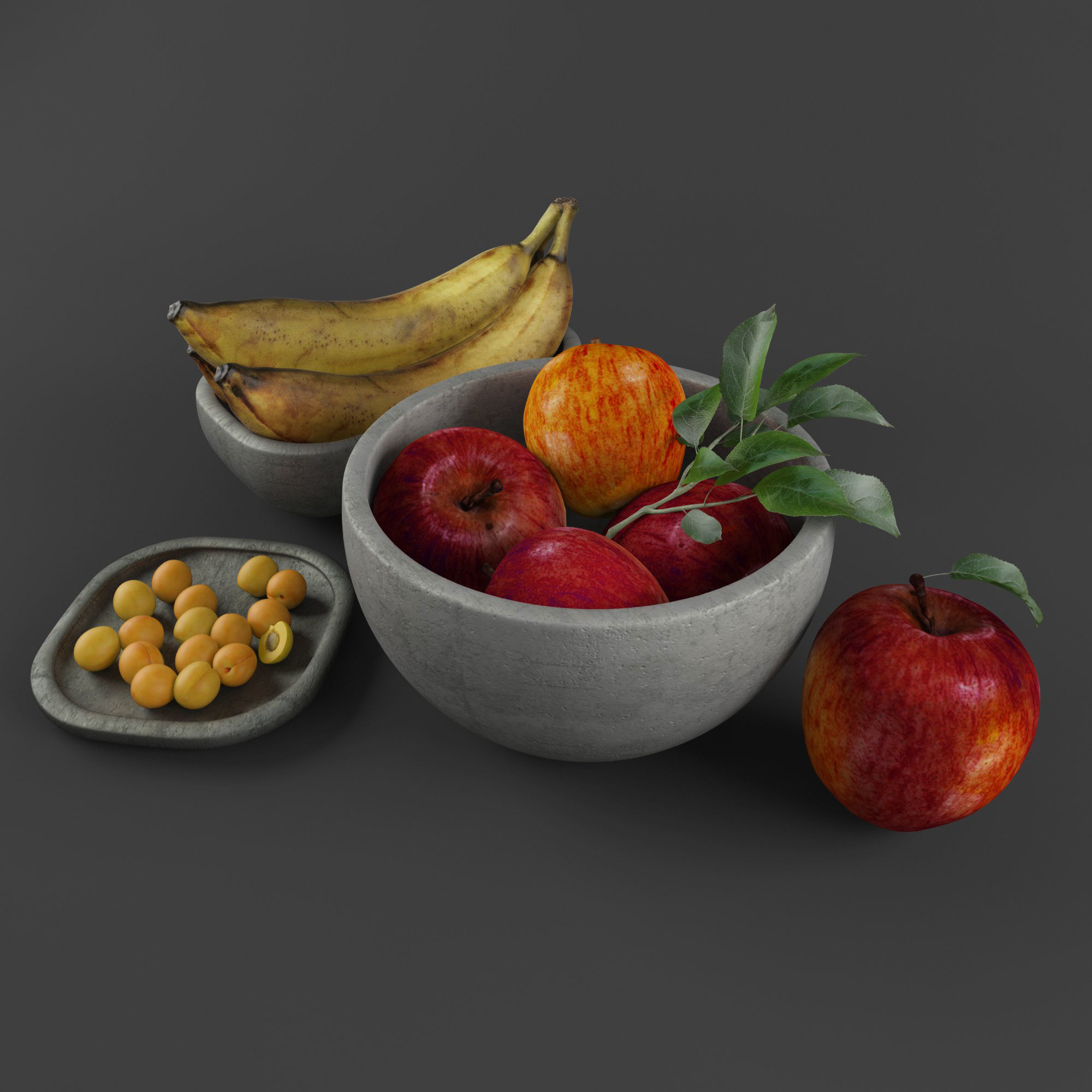 Fruit set 1 in bowl 3D model_1