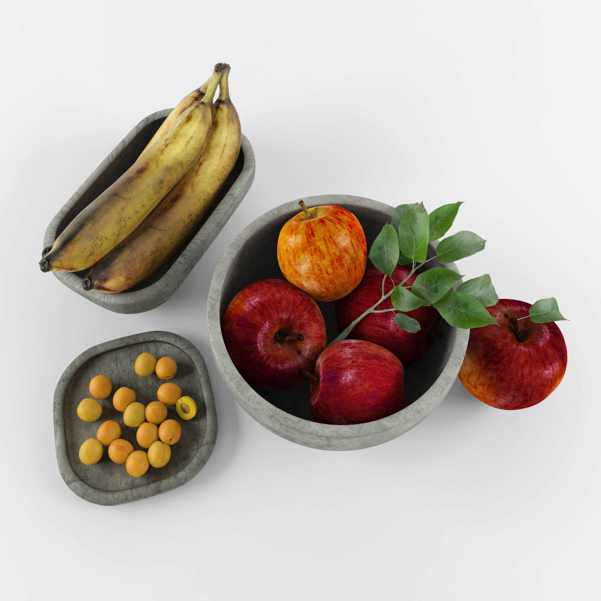 Fruit set 1 in bowl 3D model_4