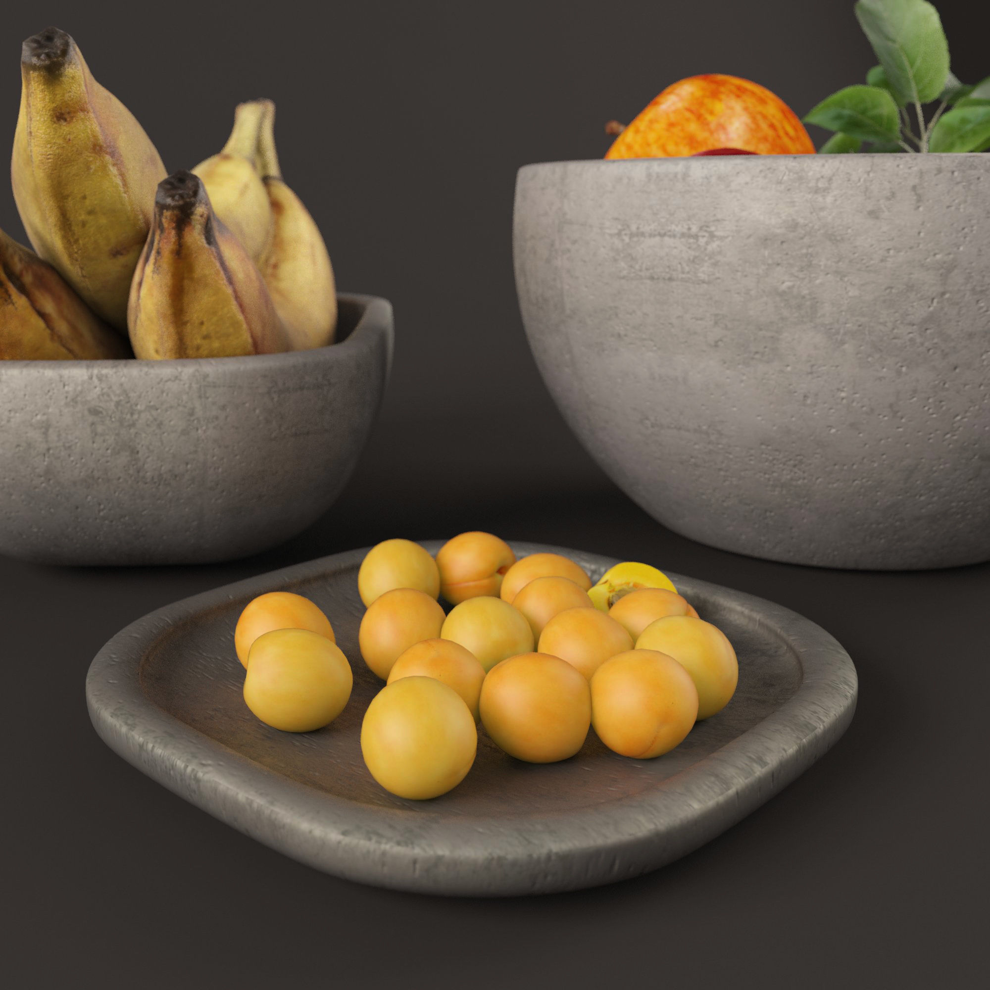 Fruit set 1 in bowl 3D model_2