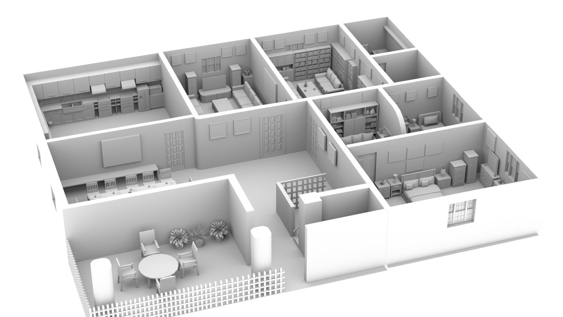  Interior scene Low-poly 3D model_13