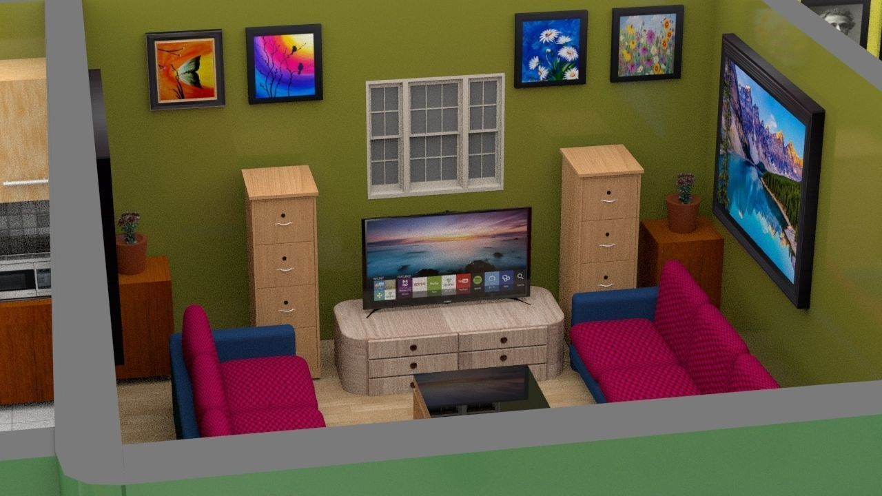  Interior scene Low-poly 3D model_1