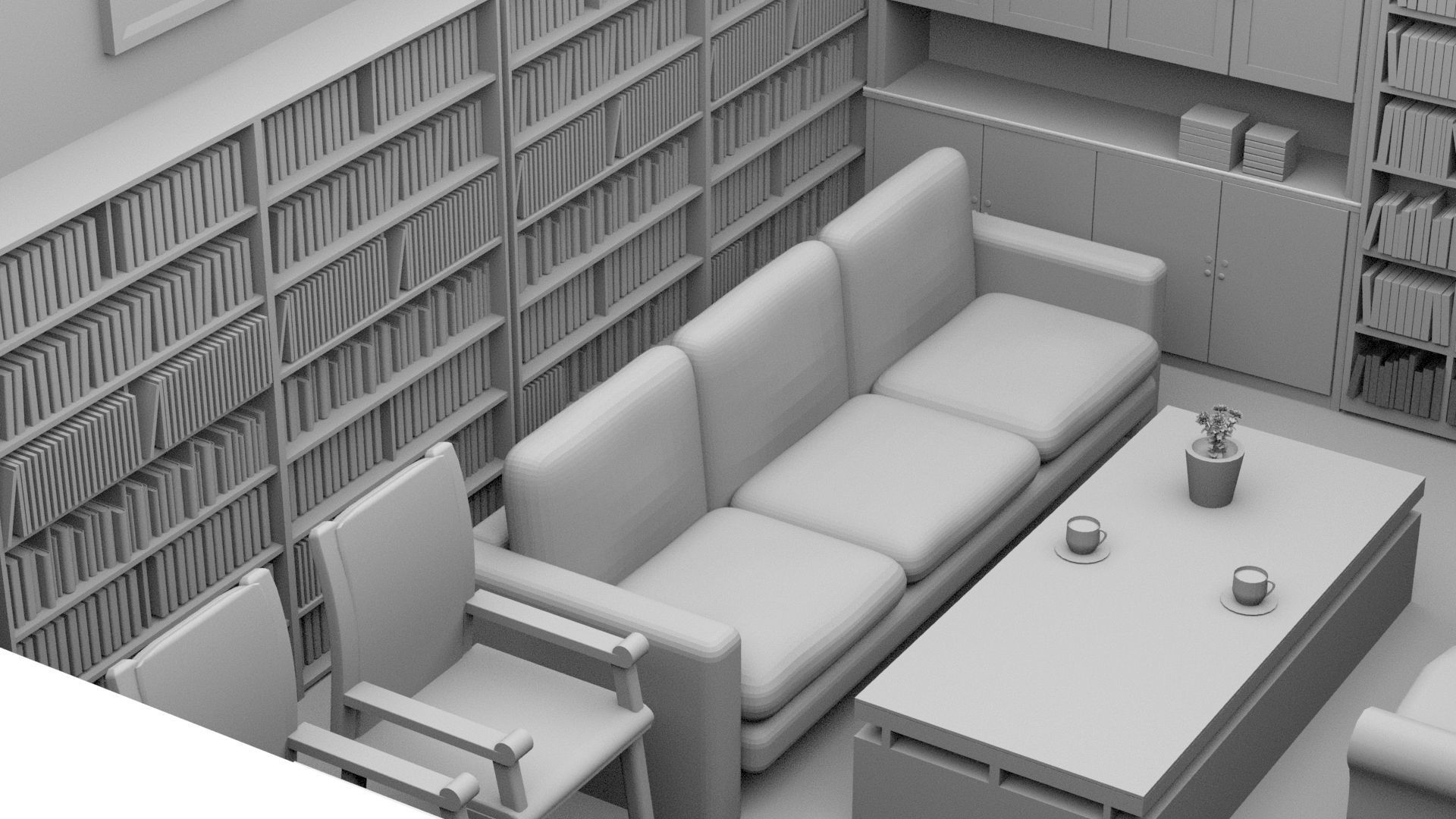  Interior scene Low-poly 3D model_10