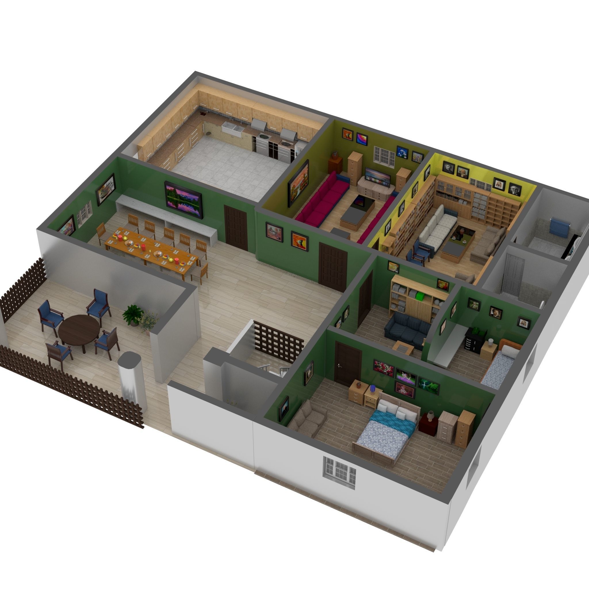  Interior scene Low-poly 3D model_11