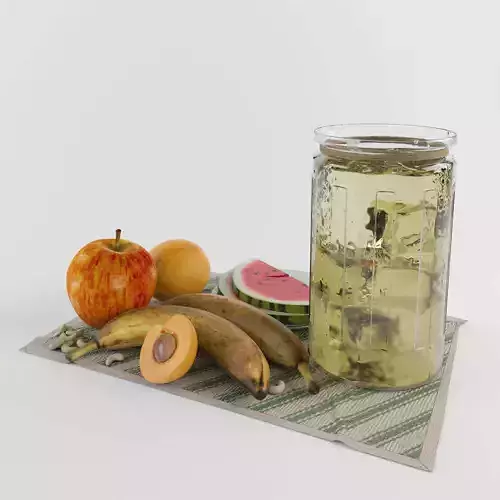 Fruit set 2 jar of water and on table