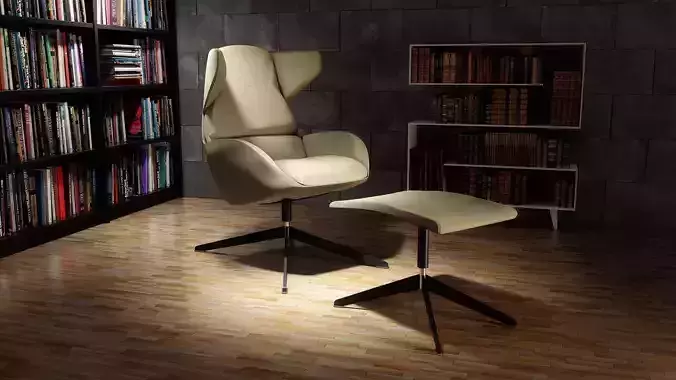 Modern Armchair and Footrest