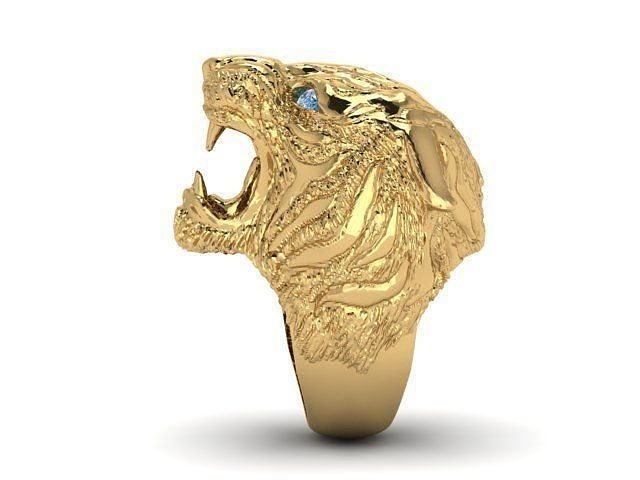 tiger gold ring with head of 3D print model