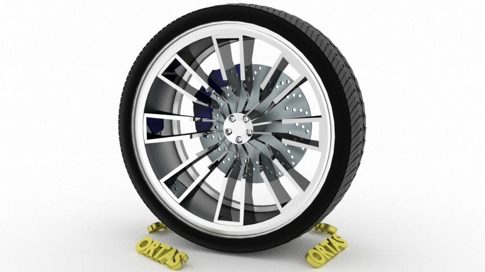 ORTAS CAR WHEEL RIM 97 GAME READY WHEEL RIM TIRE 3D model_4