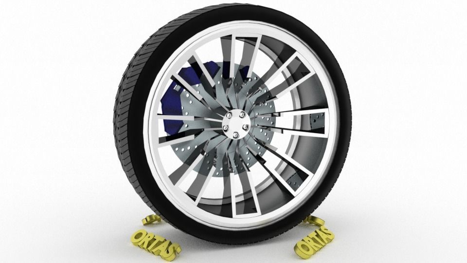 ORTAS CAR WHEEL RIM 97 GAME READY WHEEL RIM TIRE 3D model_3