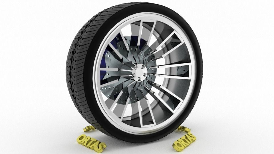 ORTAS CAR WHEEL RIM 97 GAME READY WHEEL RIM TIRE 3D model_2