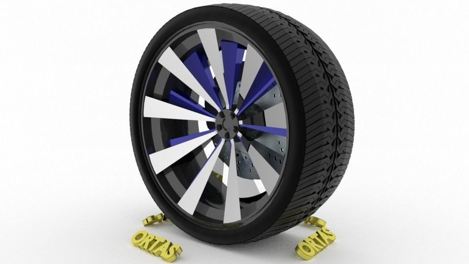 ORTAS CAR WHEEL RIM 93 GAME READY WHEEL RIM TIRE 3D model_6