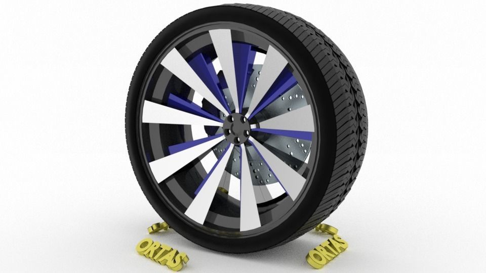 ORTAS CAR WHEEL RIM 93 GAME READY WHEEL RIM TIRE 3D model_5