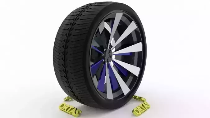ORTAS CAR WHEEL RIM 93 GAME READY WHEEL RIM TIRE 3D model