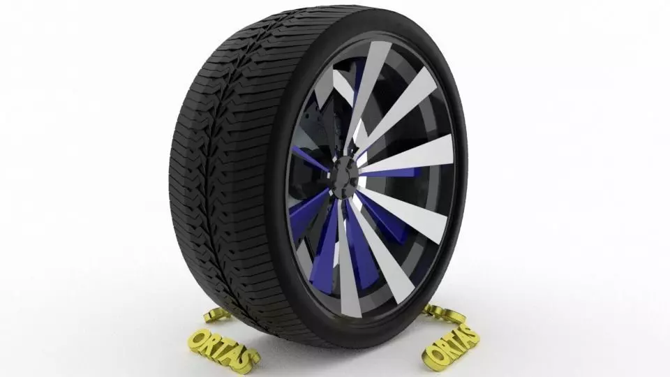 ORTAS CAR WHEEL RIM 93 GAME READY WHEEL RIM TIRE 3D model_0