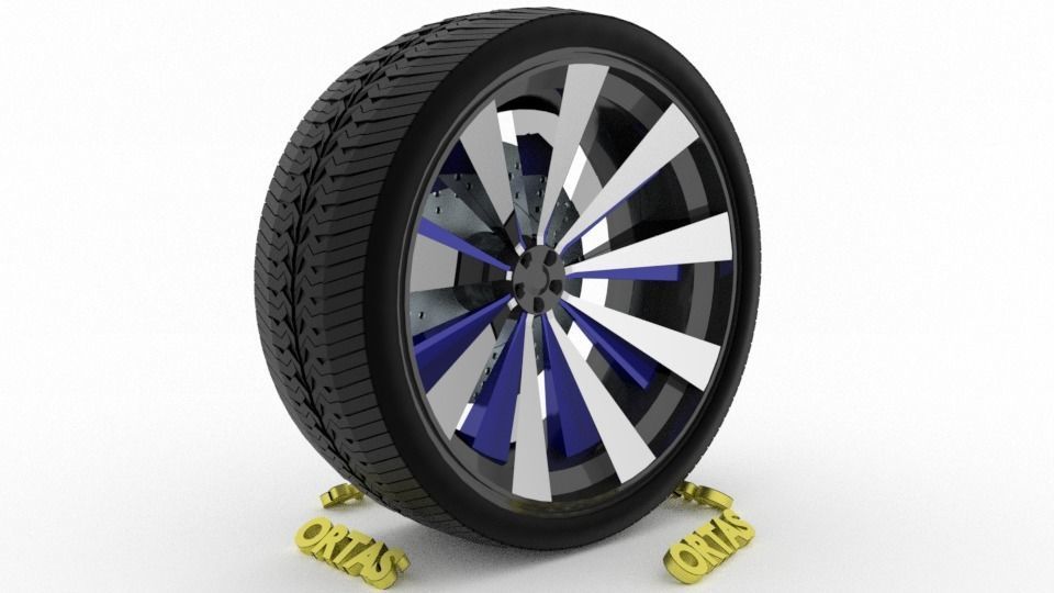 ORTAS CAR WHEEL RIM 93 GAME READY WHEEL RIM TIRE 3D model_1