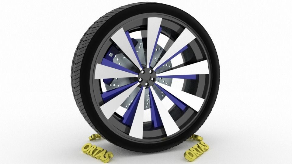ORTAS CAR WHEEL RIM 93 GAME READY WHEEL RIM TIRE 3D model_3
