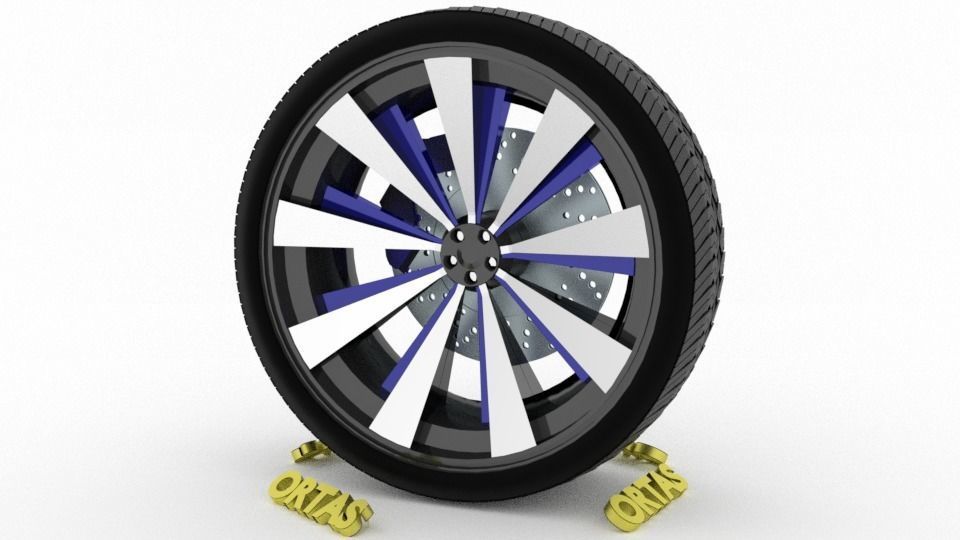 ORTAS CAR WHEEL RIM 93 GAME READY WHEEL RIM TIRE 3D model_4