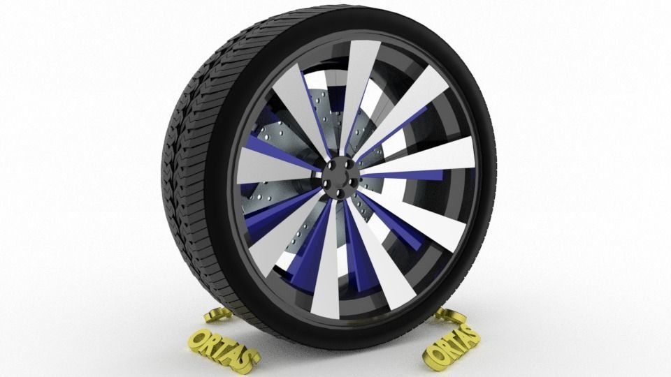 ORTAS CAR WHEEL RIM 93 GAME READY WHEEL RIM TIRE 3D model_2