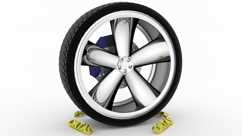 ORTAS CAR WHEEL RIM 91 GAME READY WHEEL RIM TIRE 3D model_3