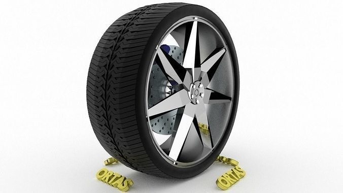 ORTAS CAR WHEEL RIM 80 GAME READY WHEEL RIM TIRE 3D model