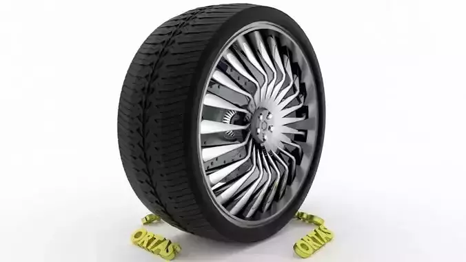 ORTAS CAR WHEEL RIM 76 GAME READY WHEEL RIM TIRE 3D model