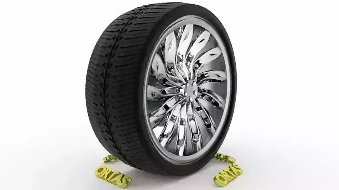 ORTAS CAR WHEEL RIM 75 GAME READY WHEEL RIM TIRE 3D model