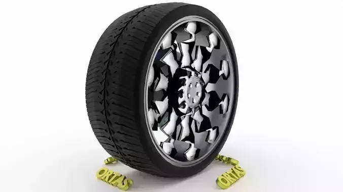 ORTAS CAR WHEEL RIM 72 GAME READY WHEEL RIM TIRE 3D model
