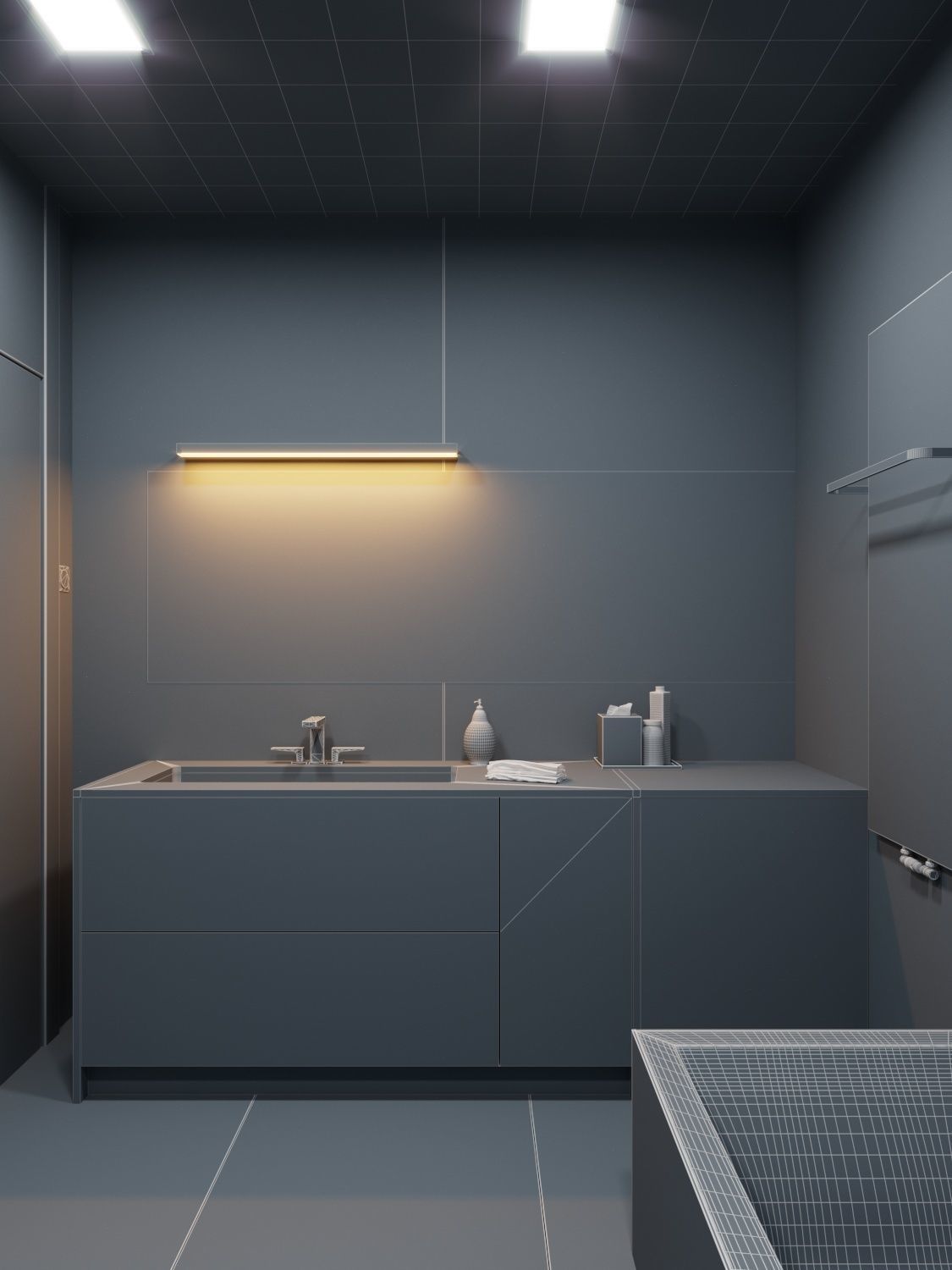 Modern Hi-End Bathroom scene for Cinema 4D and Corona Renderer 3D model_1