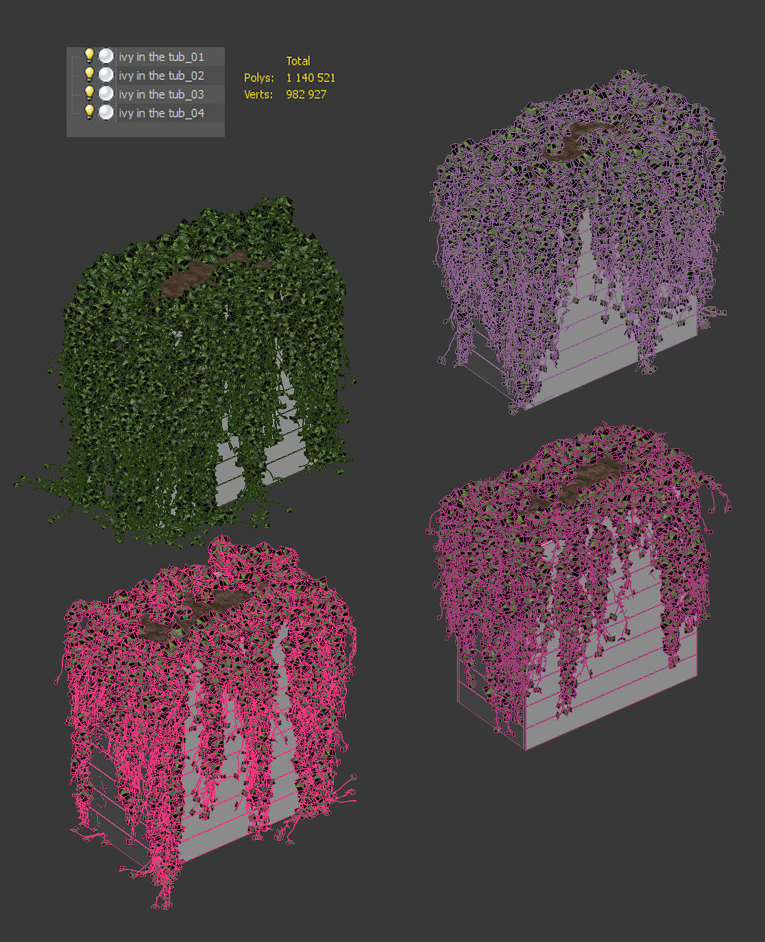 Ivy in tubs - a set of 4 models 3D model_9