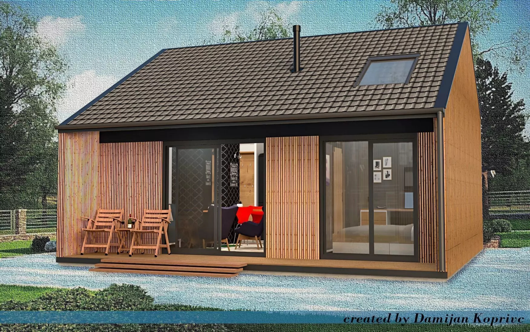 modern vacation house mobile home 3dmodel 3D model_0