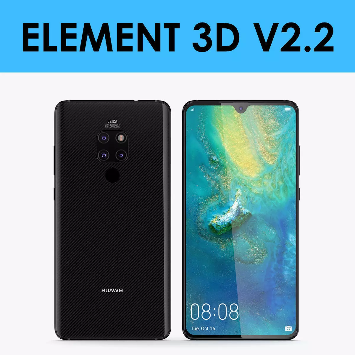 E3D - Huawei Mate 20 Black 3D model_0