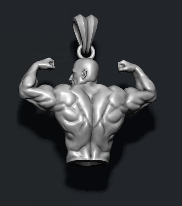 Bodybuilder pendant 3D print model_9