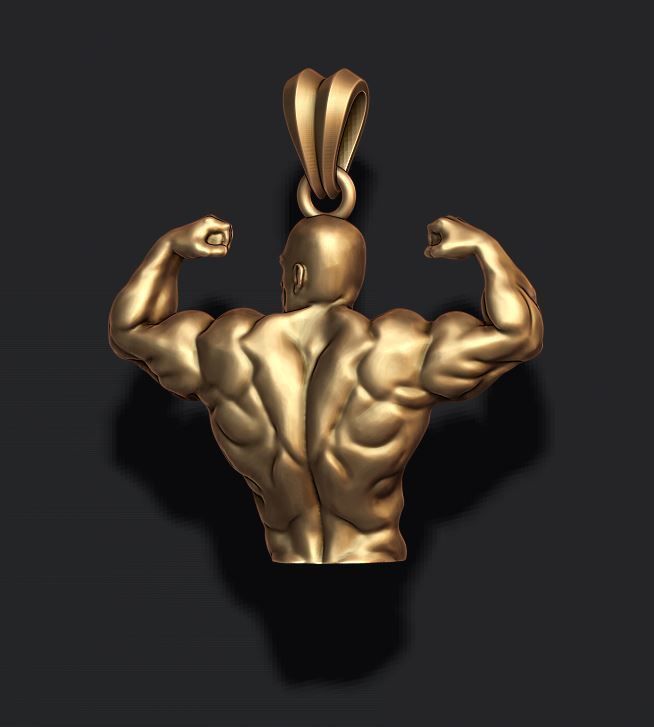 Bodybuilder pendant 3D print model_5