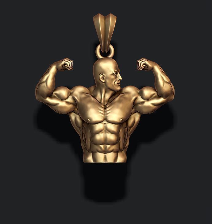 Bodybuilder pendant 3D print model_2