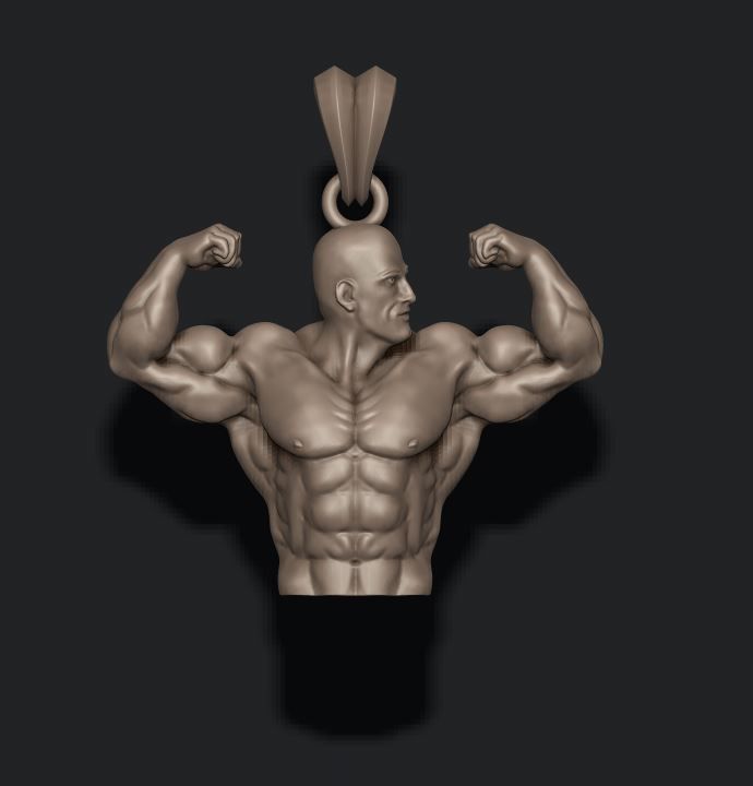 Bodybuilder pendant 3D print model_4