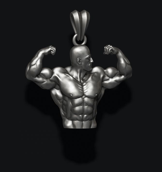 Bodybuilder pendant 3D print model_6
