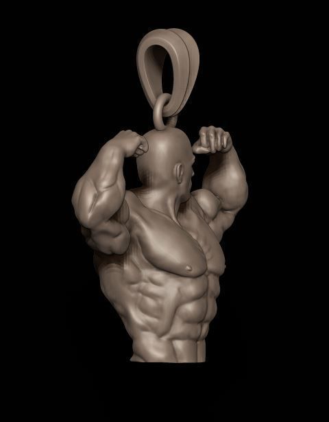 Bodybuilder pendant 3D print model_3